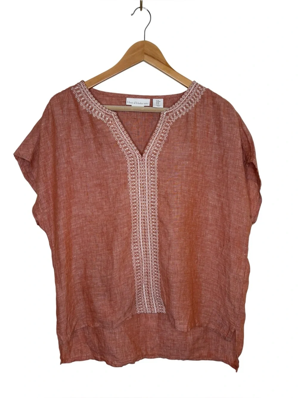 House of Harlow 1960 top orange linen embroidered dolman drop shoulder medium